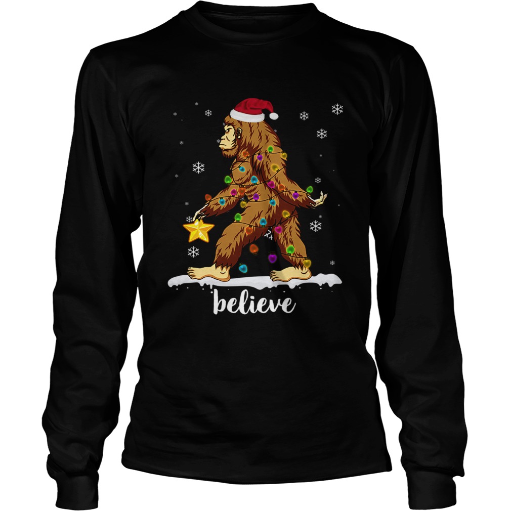 Bigfoot Christmas Tree Believe T LongSleeve