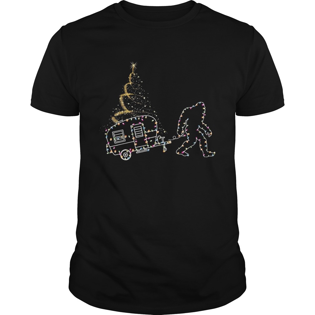 Bigfoot camper christmas tree tshirt