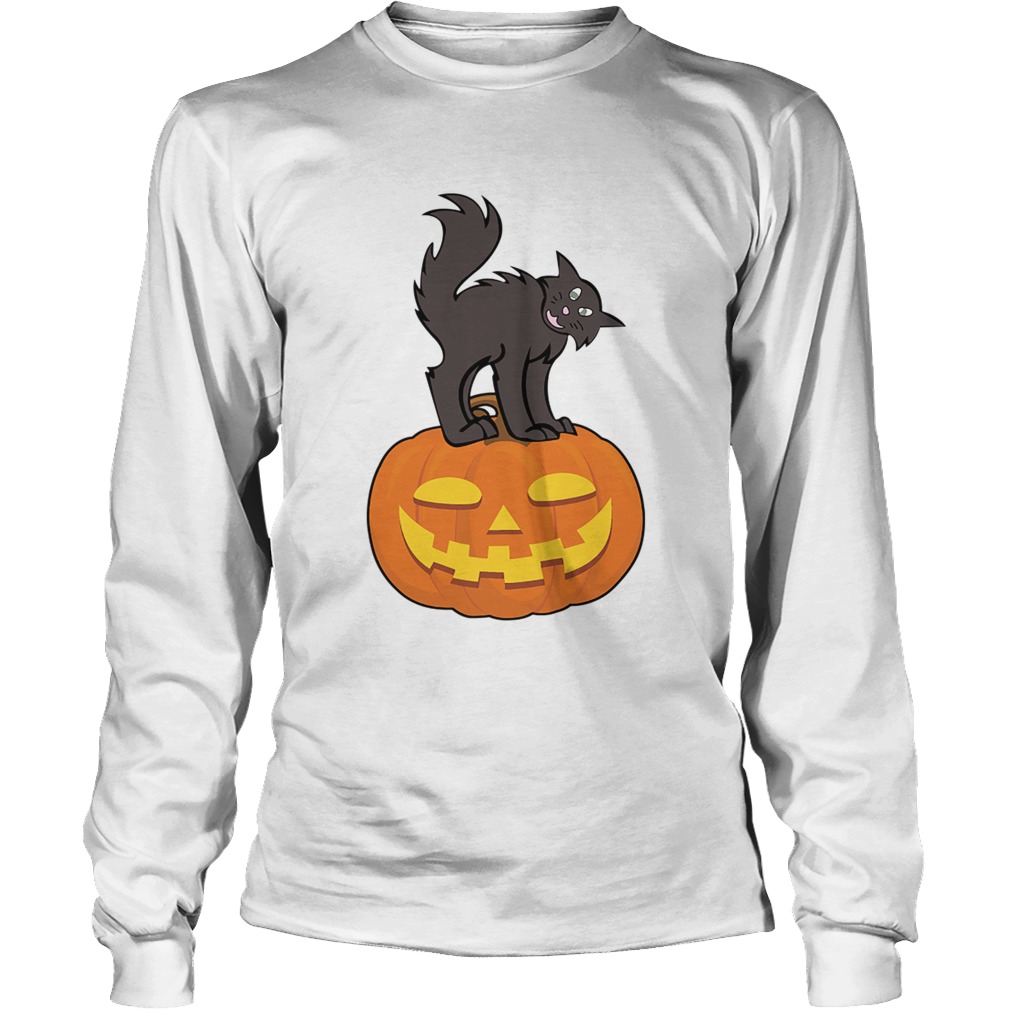 Black Cat On Pumpkin Funny Cat Lover TShirt LongSleeve