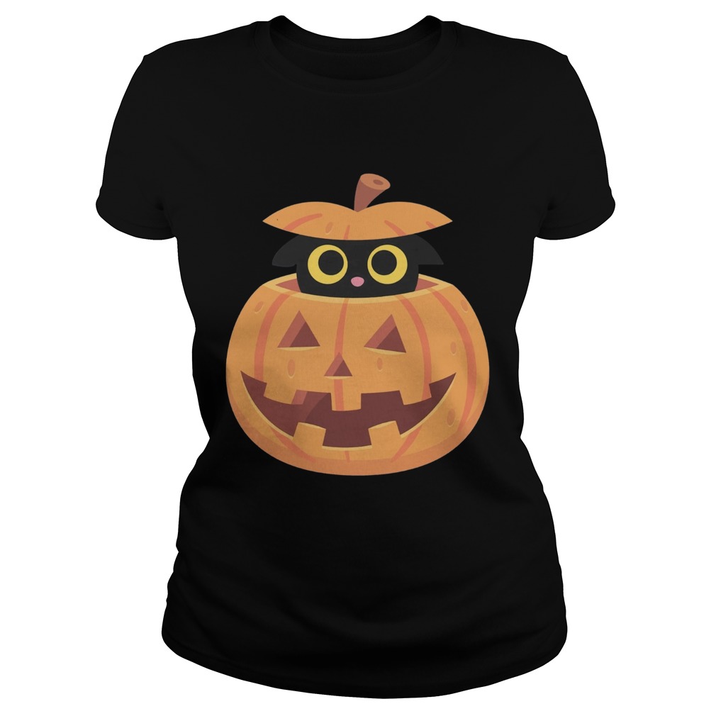 Black Kitten in the Pumpkin T Classic Ladies