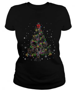 Black Scottie Christmas Tree TShirt Classic Ladies