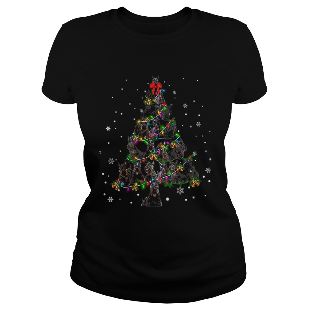 Black Scottie Christmas Tree TShirt Classic Ladies