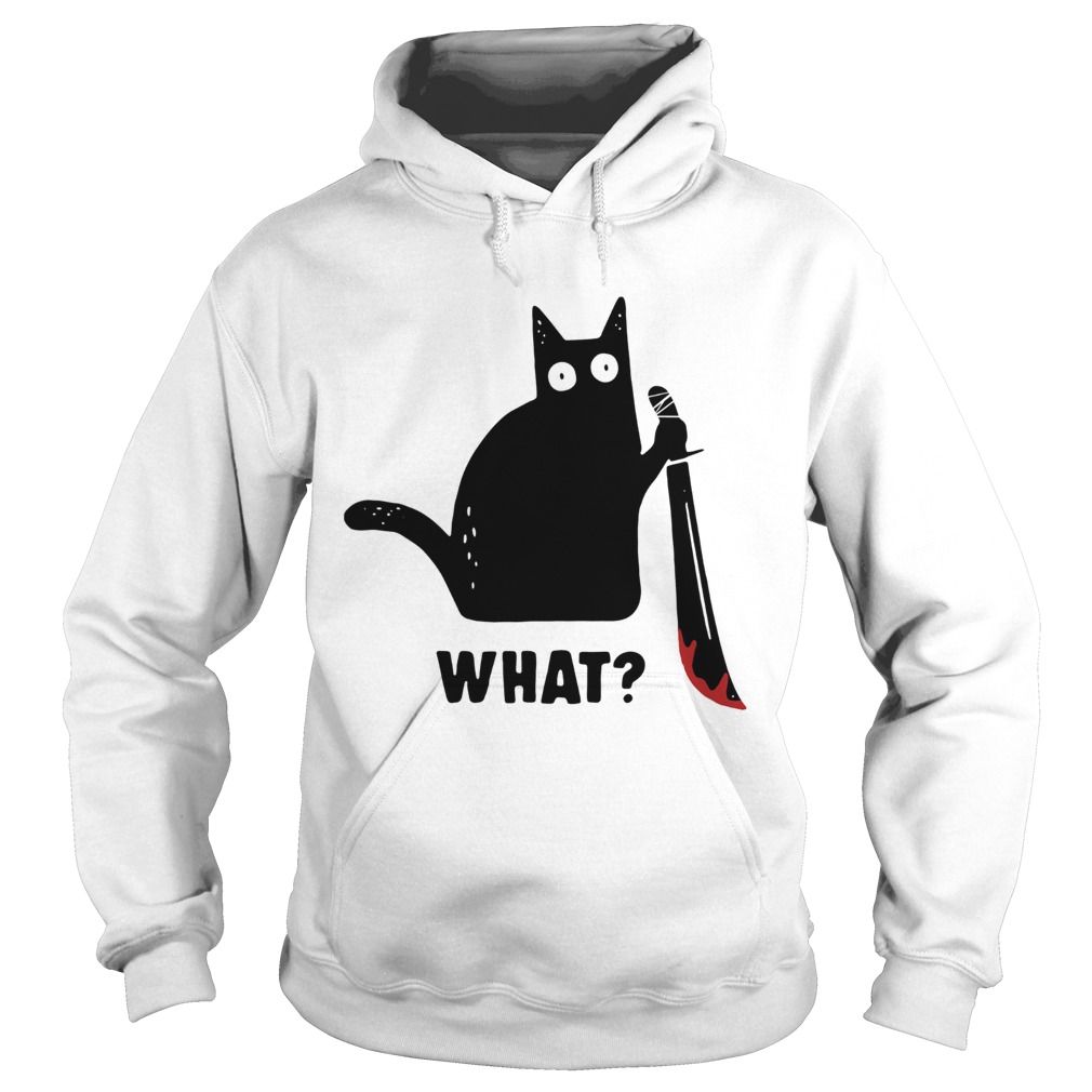 Black cat murderous holding knife Halloween Hoodie