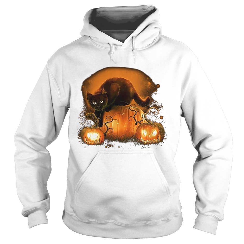 Black cat pumpkins halloween Hoodie