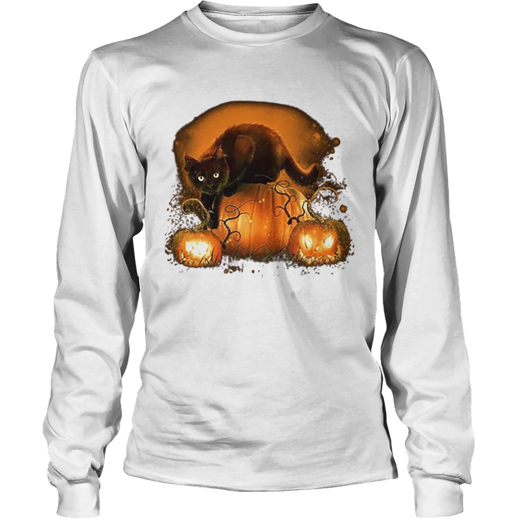 Black cat pumpkins halloween LongSleeve