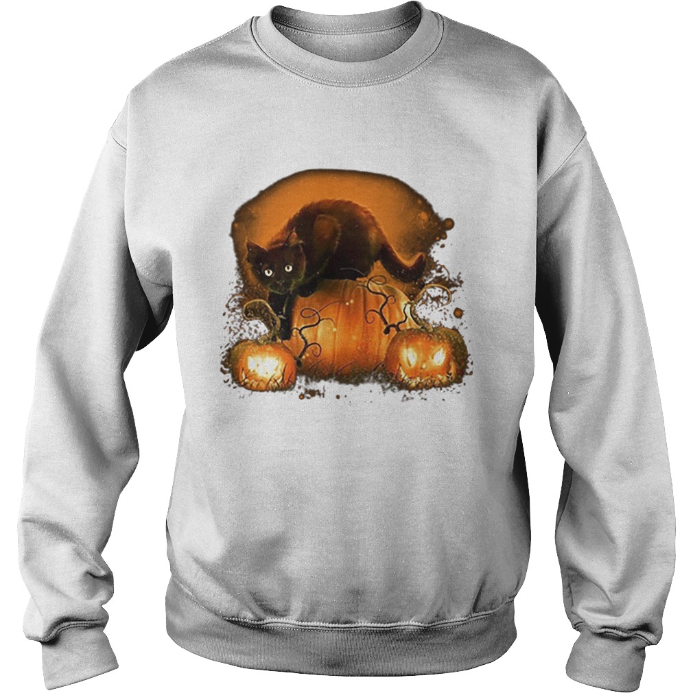 Black cat pumpkins halloween Sweatshirt