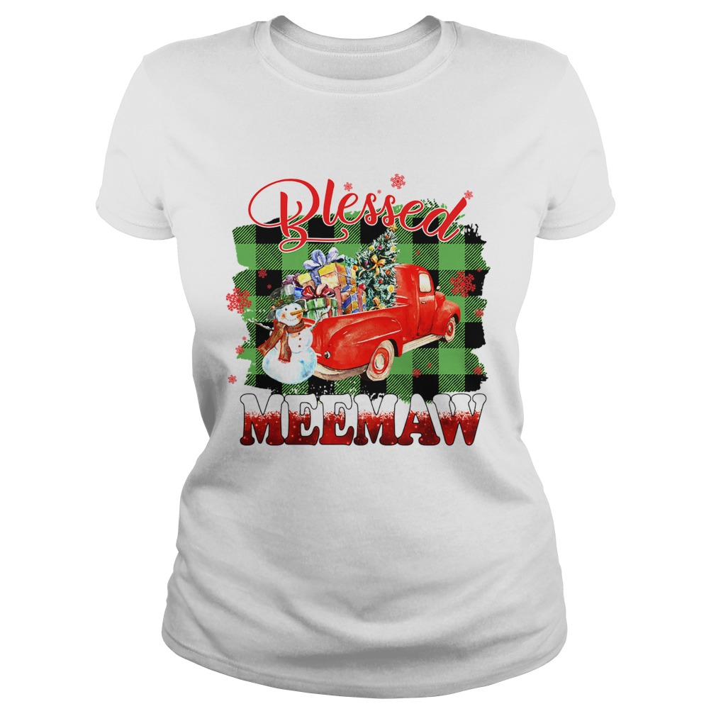 Blessed Meemaw Christmas Truck Snowman TShirt Classic Ladies