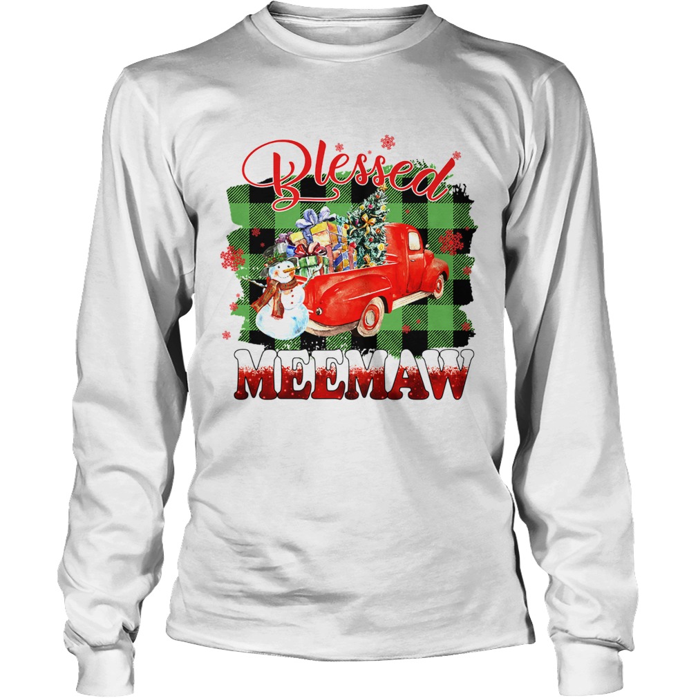 Blessed Meemaw Christmas Truck Snowman TShirt LongSleeve