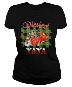 Blessed Yaya Christmas Truck Snowman TShirt Classic Ladies