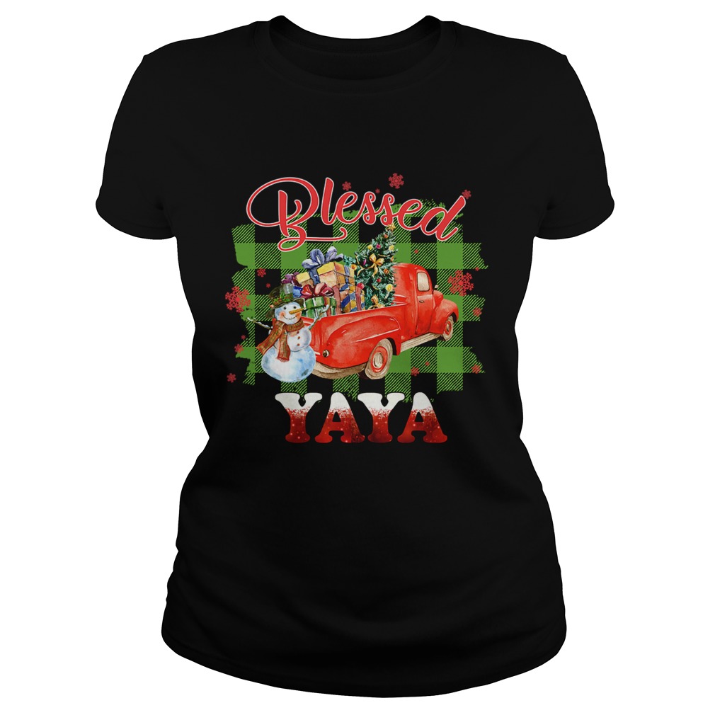 Blessed Yaya Christmas Truck Snowman TShirt Classic Ladies