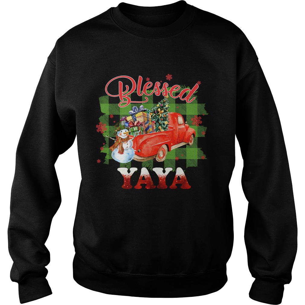 Blessed Yaya Christmas Truck Snowman TShirt Sweatshirt