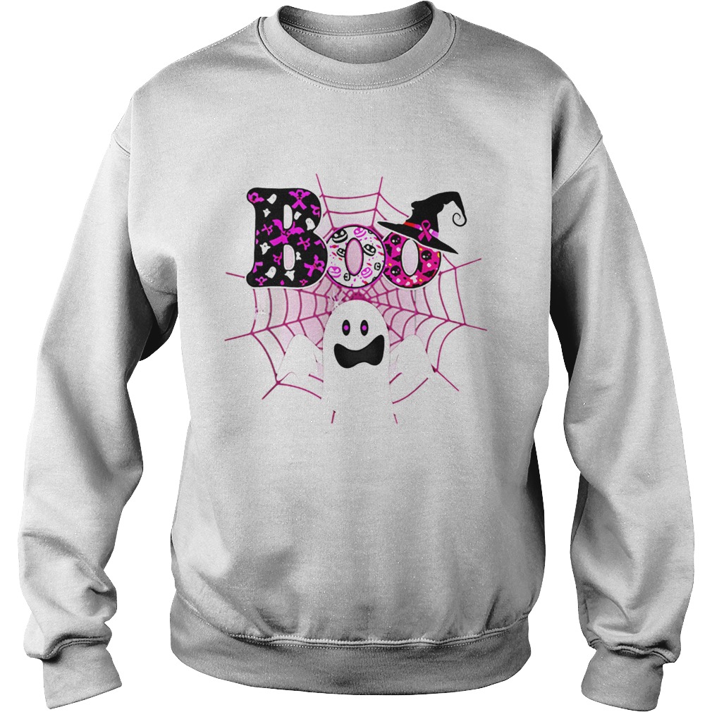 Boo Breast Cancer Awareness Ghost Halloween Ribbon Sweatshirt