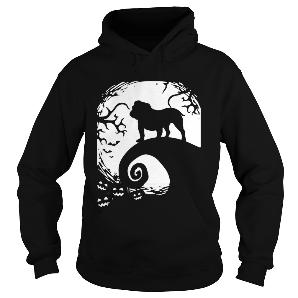 Bull Dog Halloween With Moon And Pumpkin T Hoodie