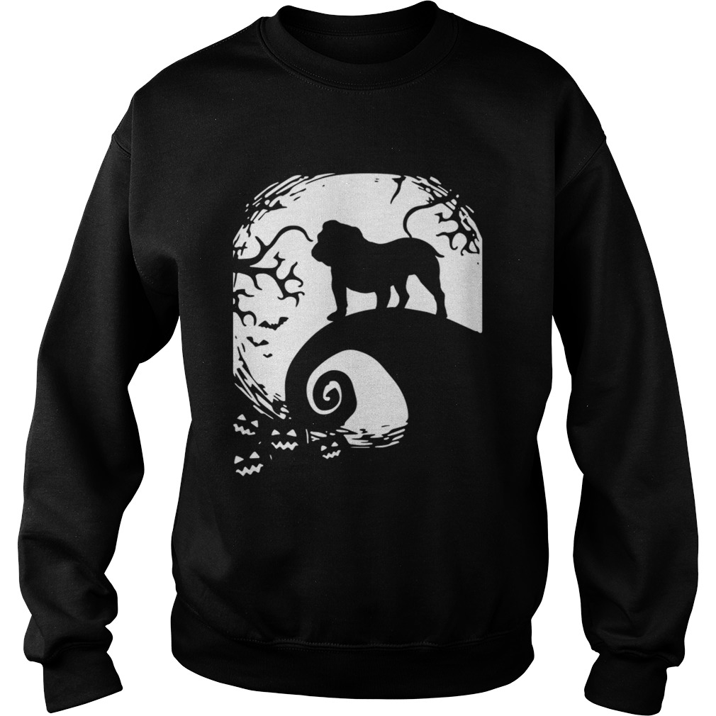 Bull Dog Halloween With Moon And Pumpkin T Sweatshirt