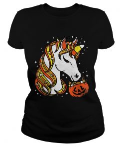 Candy Corn Unicorn Halloween Ts Classic Ladies