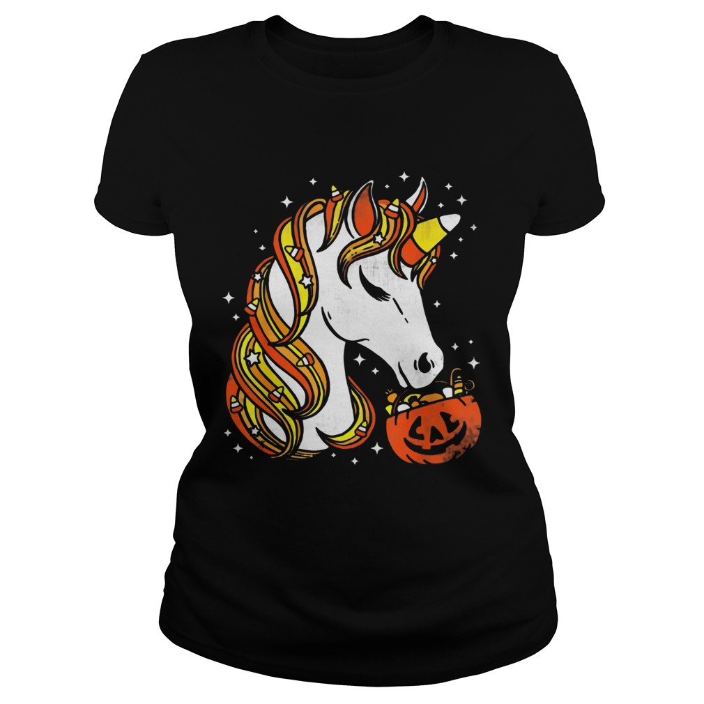 Candy Corn Unicorn Halloween Ts Classic Ladies