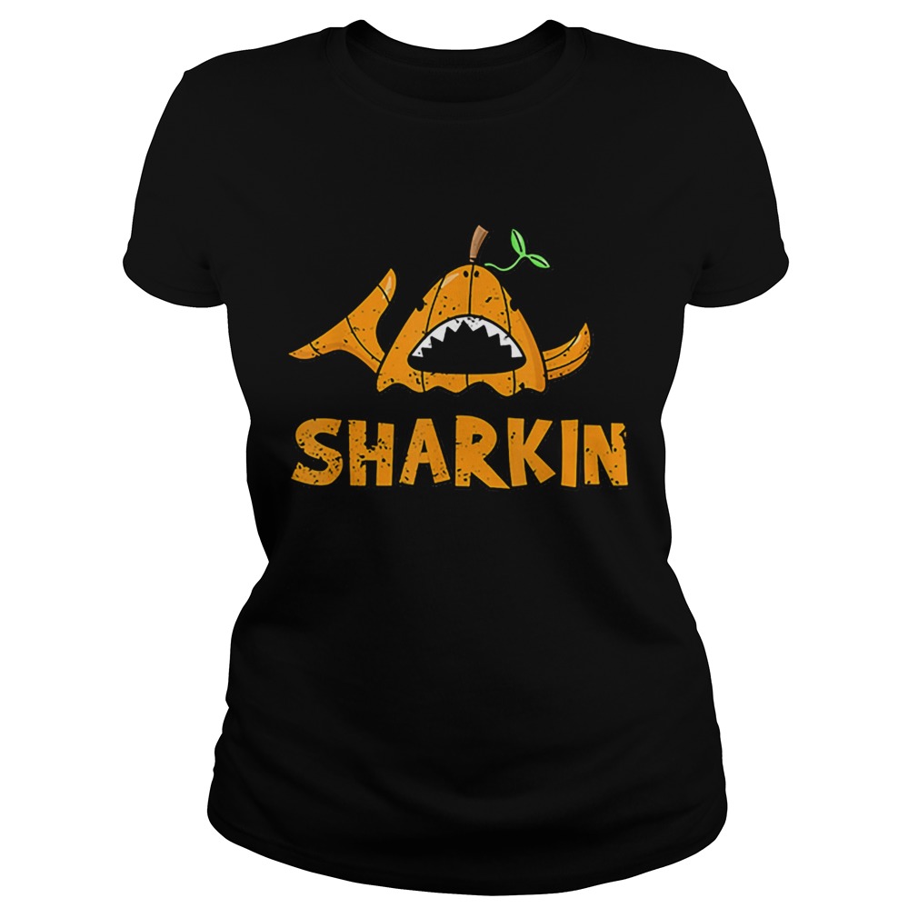 Cartoon Halloween Shark Sharkin Pumpkin Joke Classic Ladies