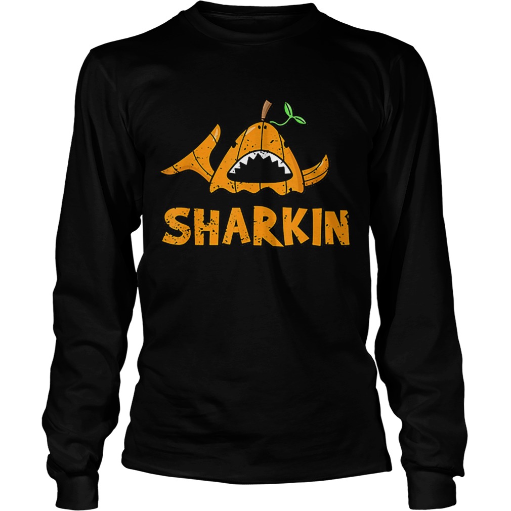 Cartoon Halloween Shark Sharkin Pumpkin Joke LongSleeve