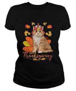 Cat Happy ThanksGiving Funny Cat Lover Gift TShirt Classic Ladies