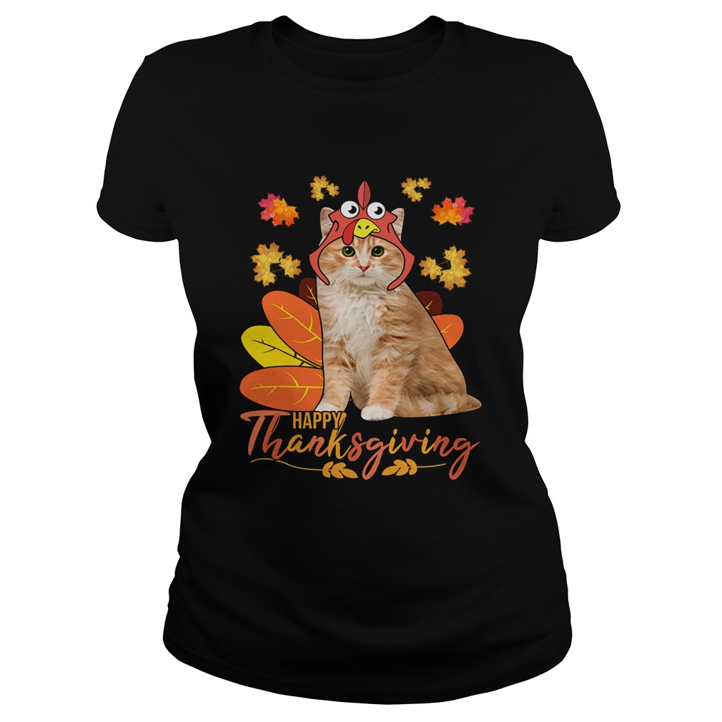 Cat Happy ThanksGiving Funny Cat Lover Gift TShirt Classic Ladies