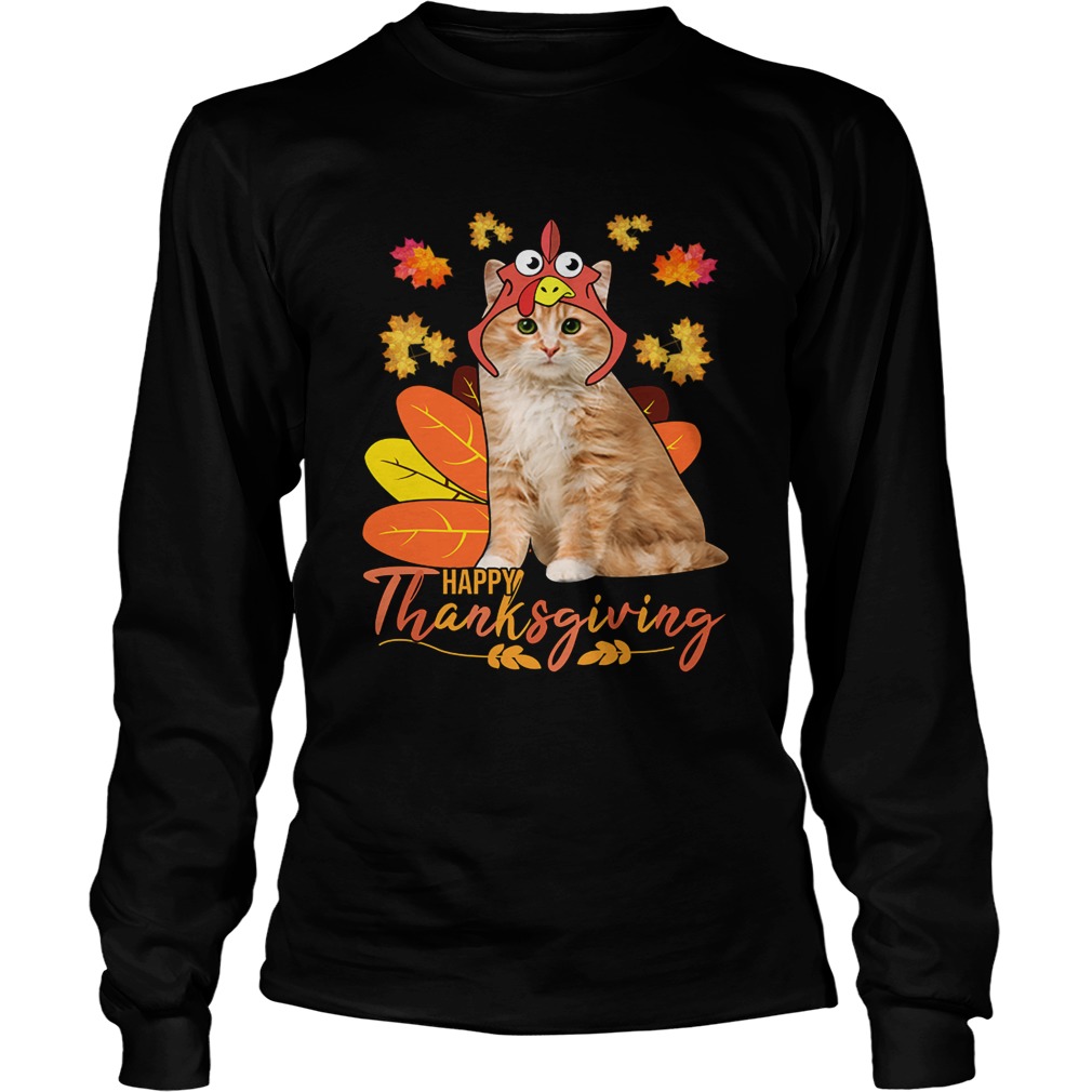 Cat Happy ThanksGiving Funny Cat Lover Gift TShirt LongSleeve