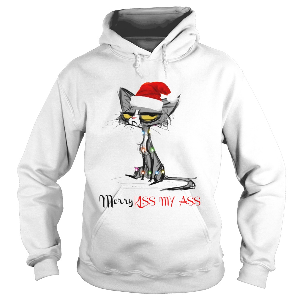 Cat Merry Kissmyass Christmas Hoodie