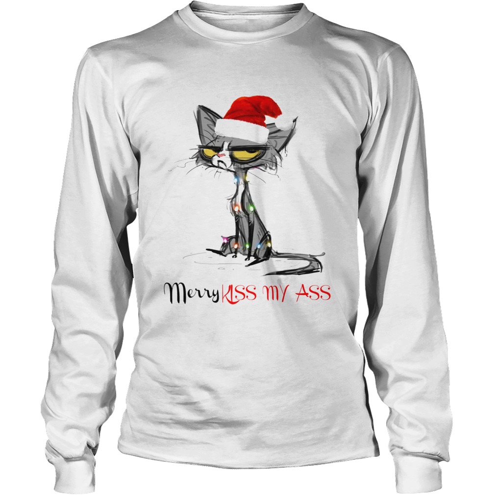 Cat Merry Kissmyass Christmas LongSleeve