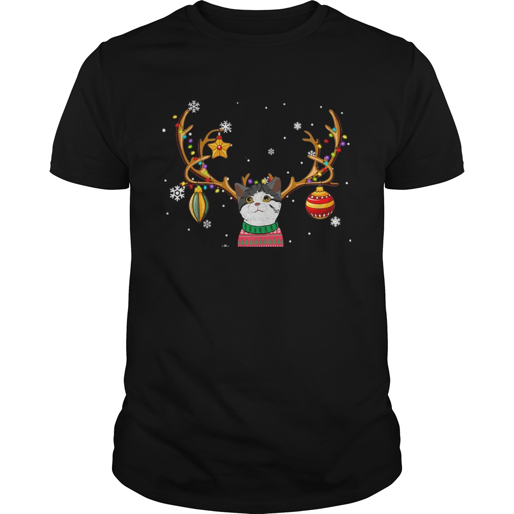 Cat Reindeer Christmas Holiday Funny TShirt