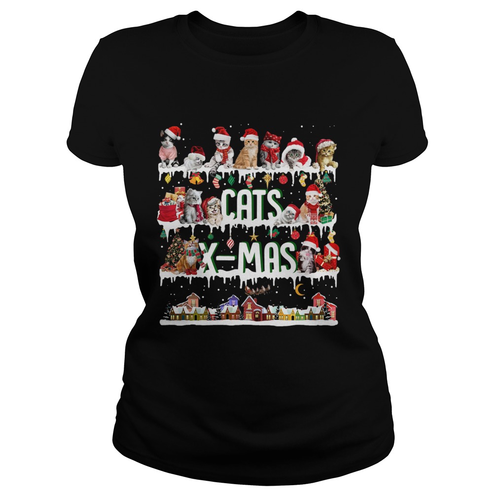 Cat Xmas tee Classic Ladies