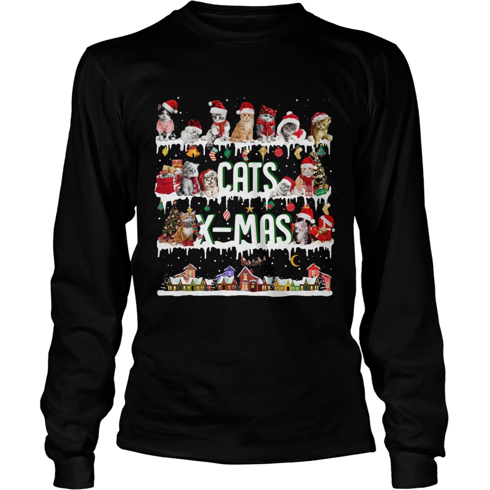 Cat Xmas tee LongSleeve