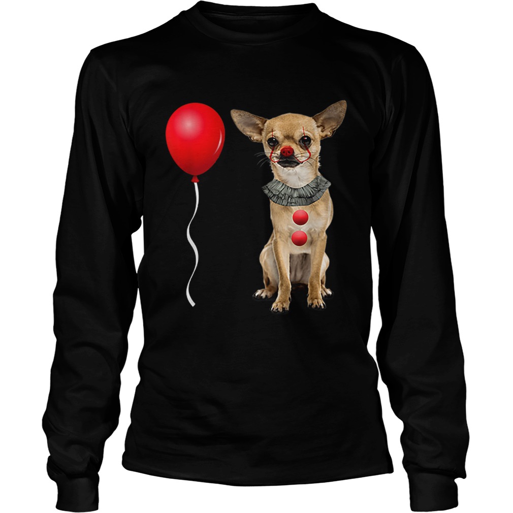 Chihuahua Scary Clown Funny Halloween Costume Gift LongSleeve