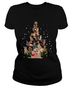 Christmas Cat Tree Funny Cat Lover Gift TShirt Classic Ladies