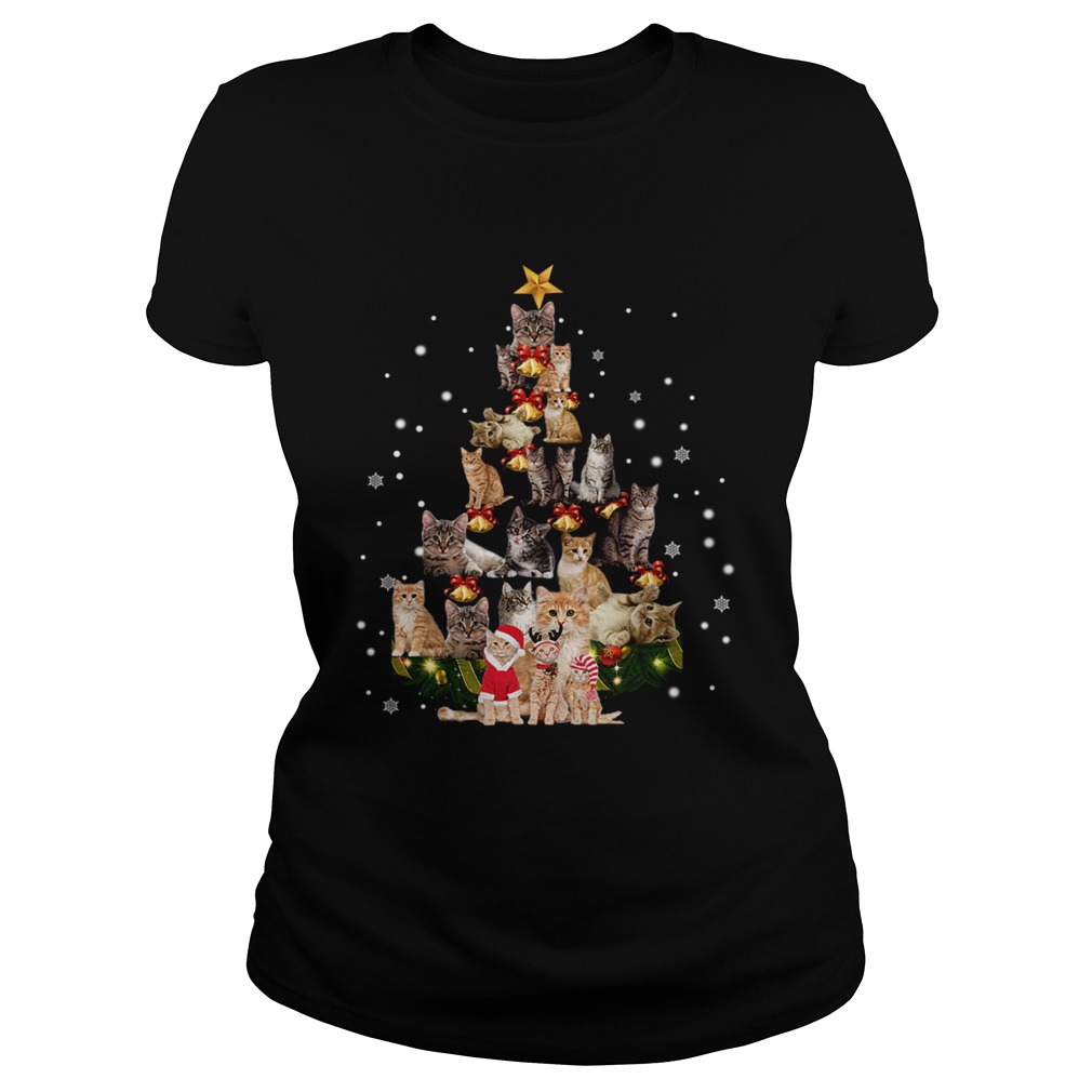 Christmas Cat Tree Funny Cat Lover Gift TShirt Classic Ladies