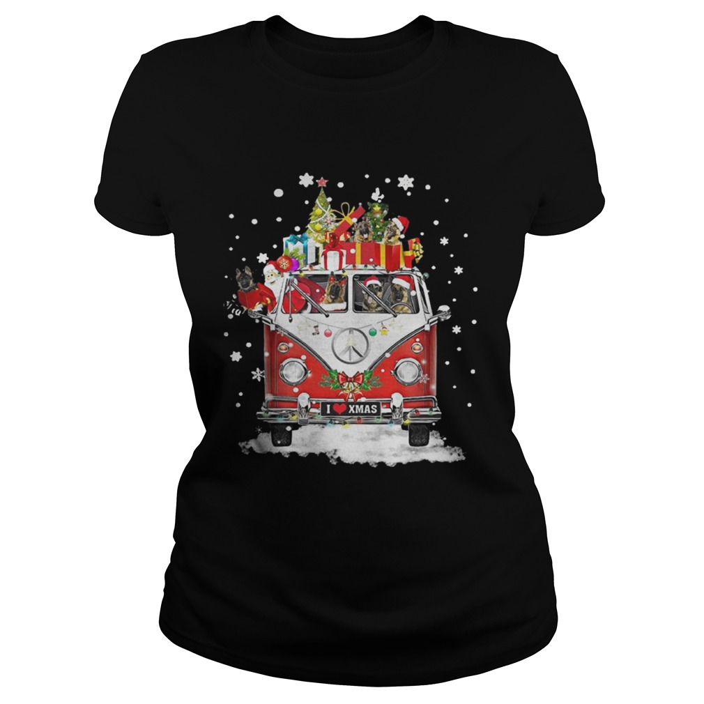 Christmas Hippie Car German Shepherd Shirt Classic Ladies