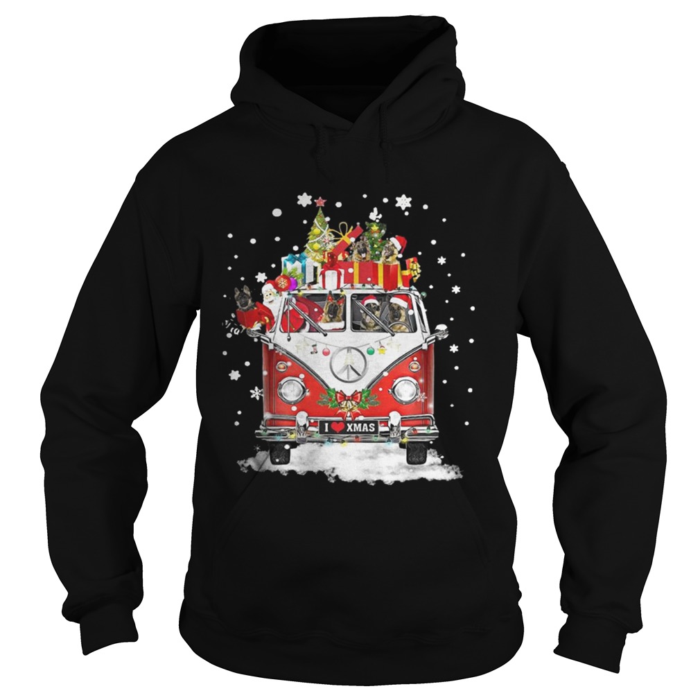 Christmas Hippie Car German Shepherd Shirt Hoodie