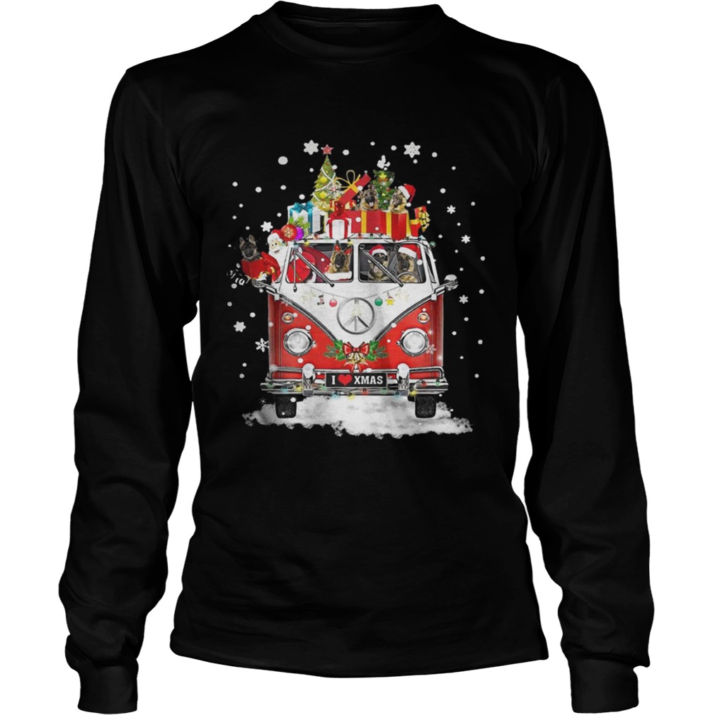 Christmas Hippie Car German Shepherd Shirt LongSleeve