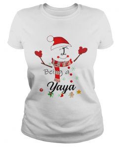 Christmas I Love Being A Yaya Snowman TShirt Classic Ladies