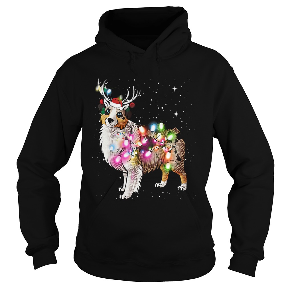 Christmas Lights Australian Shepherd Dog TShirt Hoodie