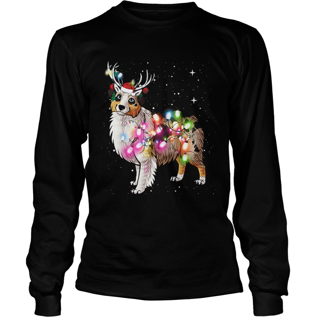 Christmas Lights Australian Shepherd Dog TShirt LongSleeve