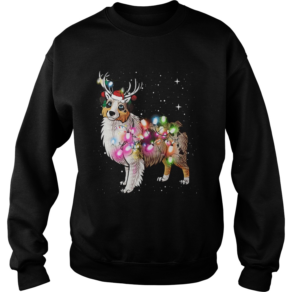 Christmas Lights Australian Shepherd Dog TShirt Sweatshirt