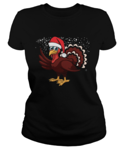 Christmas Turkey Santa Hat Shirt Classic Ladies