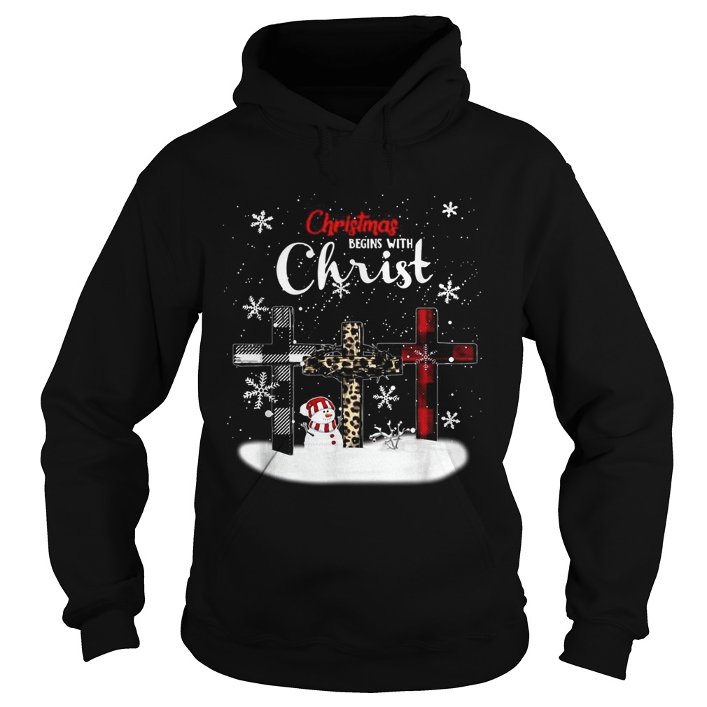 Christmas begins with Christ snowman Hoodie