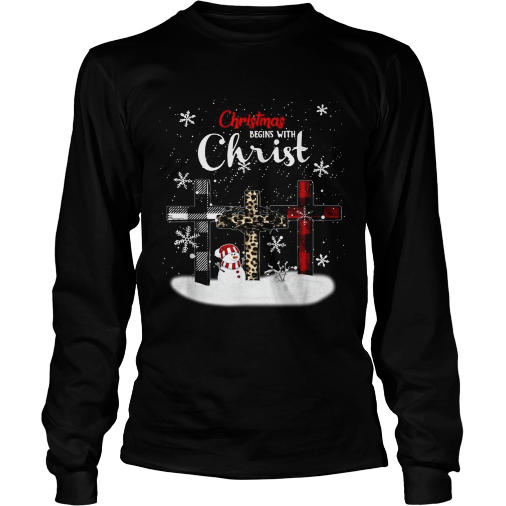 Christmas begins with Christ snowman LongSleeve