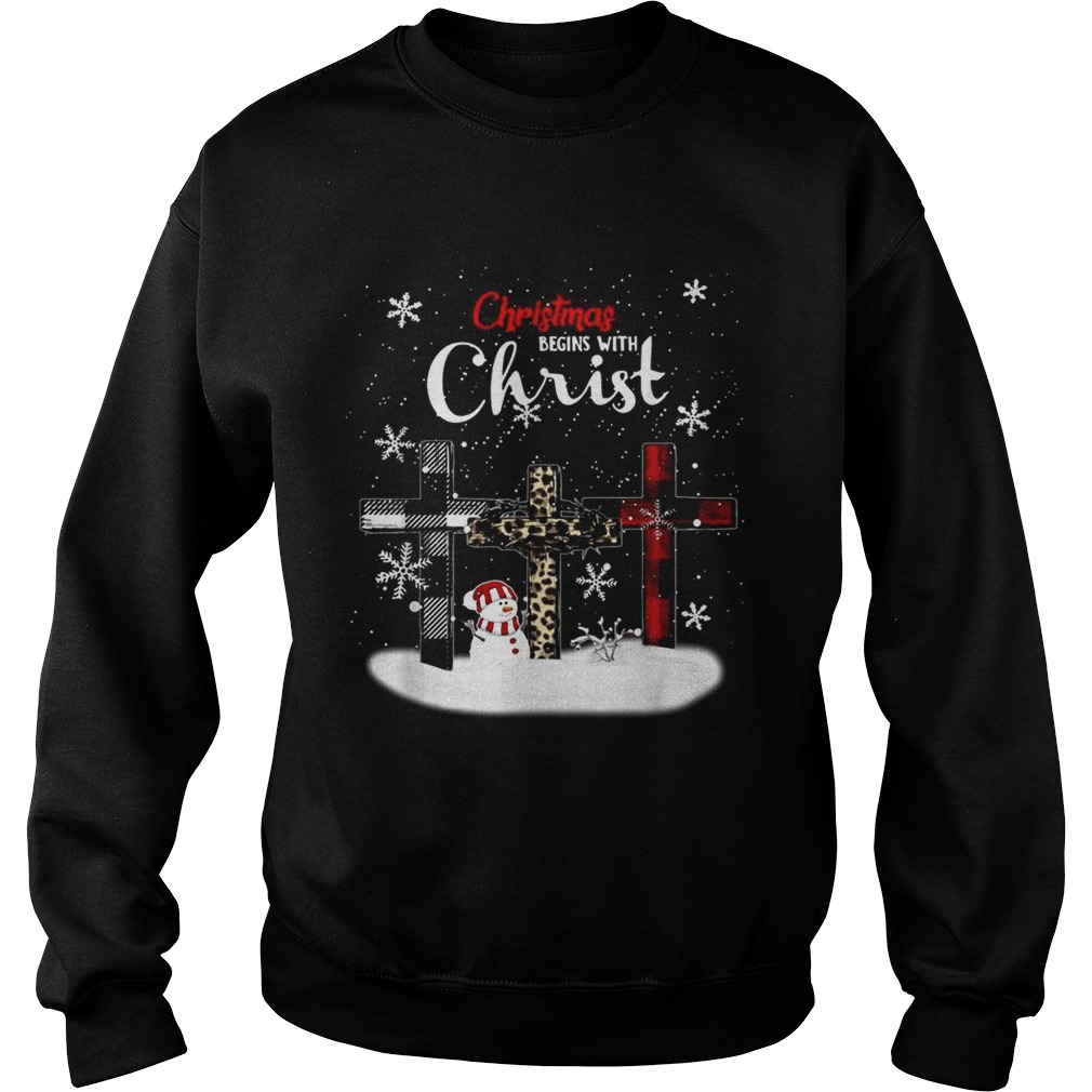 Christmas begins with Christ snowman Sweatshirt