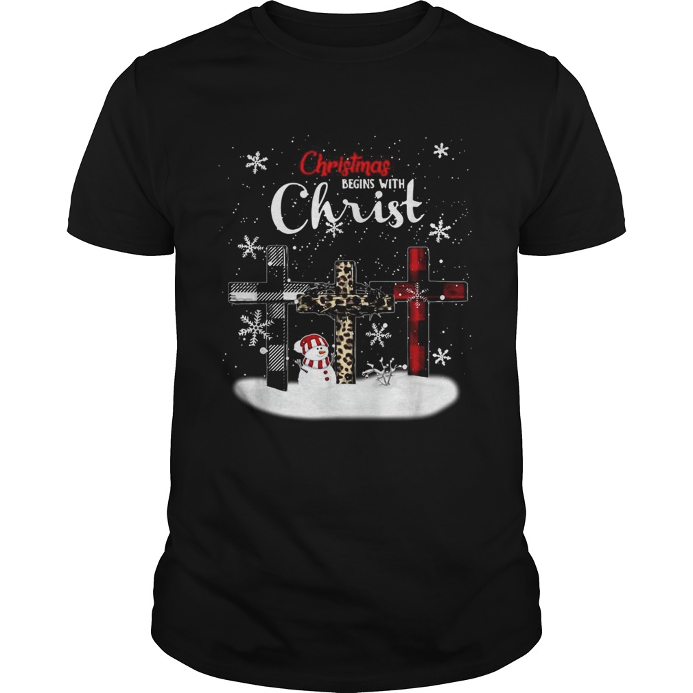 Christmas begins with Christ snowman shirt