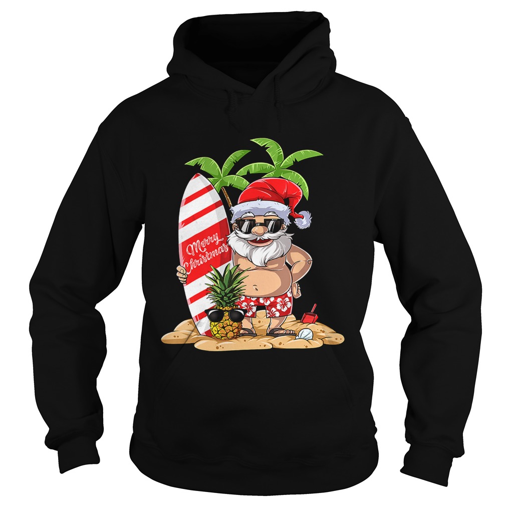 Christmas in July Santa Hawaiian Surfing T Shirt Hoodie