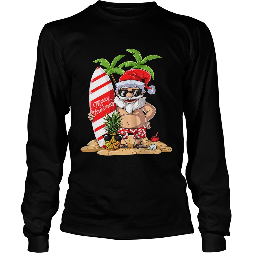 Christmas in July Santa Hawaiian Surfing T Shirt LongSleeve