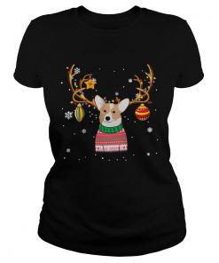 Corgi Reindeer Christmas Holiday Funny TShirt Classic Ladies