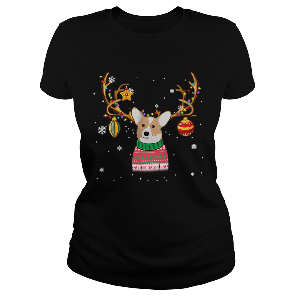 Corgi Reindeer Christmas Holiday Funny TShirt Classic Ladies