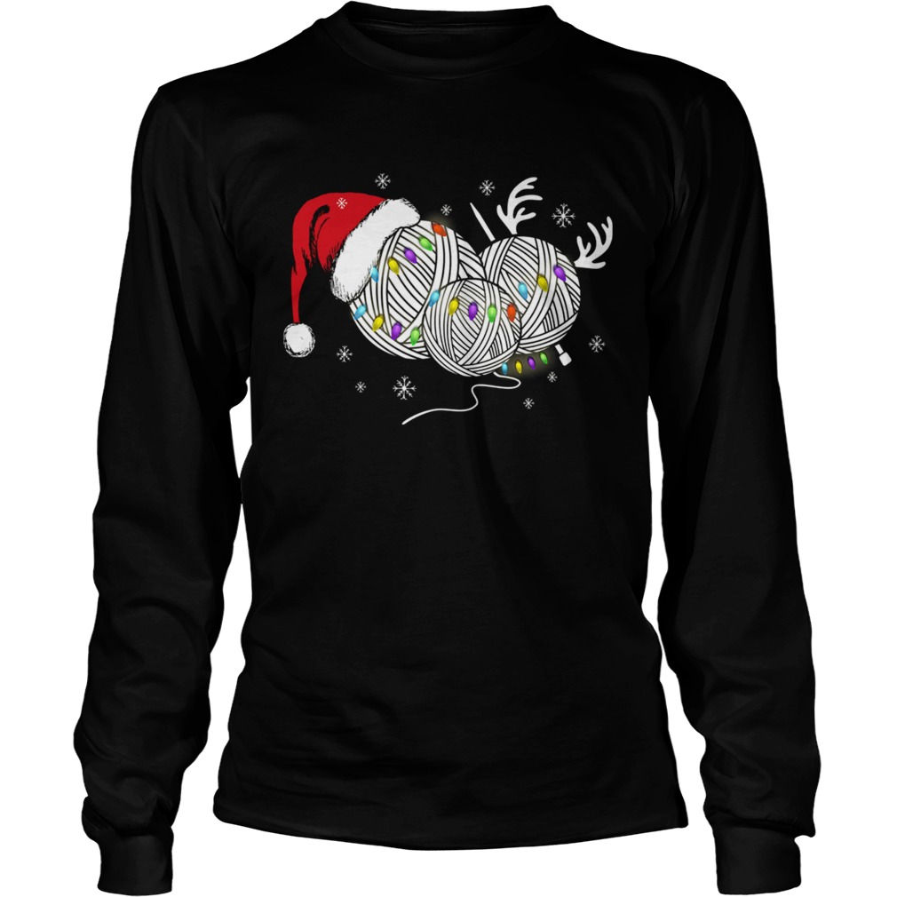 Crochet Spirits Christmas With Deer And Santa Hat T LongSleeve